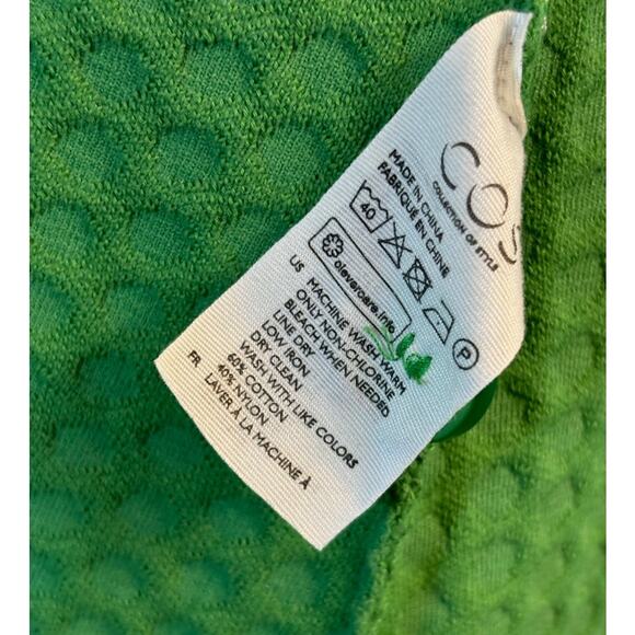 EUC! COS Kelly Green Coat Jacket Cotton Blend A-Line Metal Zipper 2 Pockets S - Picture 9 of 11